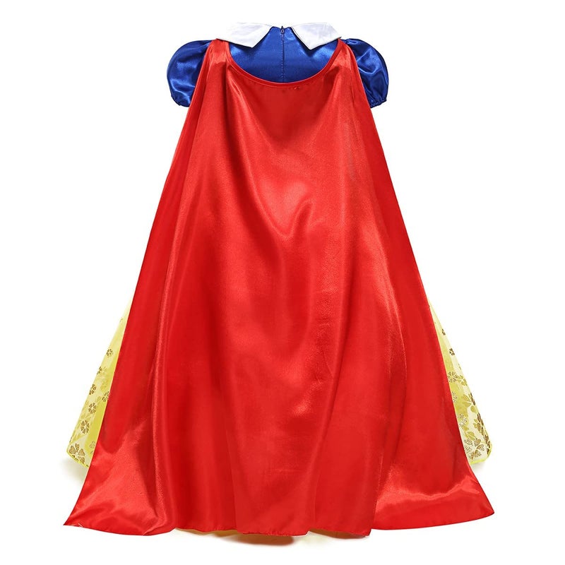 HIHCBF Girls Princess Snow White Costume Birthday Christmas Halloween Carnival Fancy Dress Up w/Cloak Accessories 3-4T - Image 4